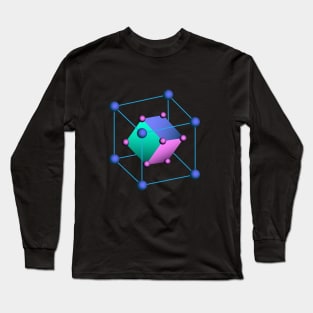 3D wireframe shape3D wireframe figure in space. Colored bright abstraction. Long Sleeve T-Shirt